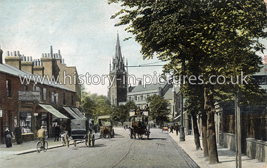 Stratford Church and Romford Road, Stratford, London. c.1918.